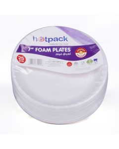 Hotpack-round foam plate 7” - 25pcs