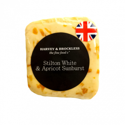 HARVEY & BROCKLESS STILTON WHITE & APRICOT SUNBURST CHEESE