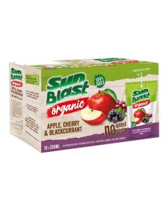 SUNBLAST ORGANIC APPLE, CHERRY & BLACKCURRANT JUICE 10X200ML