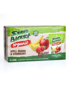 SUNBLAST ORGANIC APPLE, STRAWBERRY, & BANANA JUICE 10X200ML