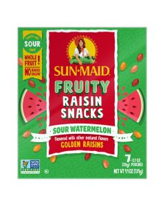 SUN-MAID SOUR FRUITY RAISIN SNACKS WATERMELON - GOLDEN RAISINS 7X20GM