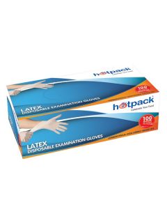 HOTPACK-POWDER FREE LATEX GLOVES -MEDIUM 100PCS