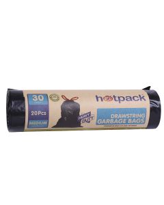 HOTPACK DRAWSTRING GARBAGE BAG ROLL HEAVY DUTY 60X90 CM -20 PCS-30GALLON