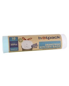 Hotpack Drawstring Kitchen Bag White Roll 55x 65 cm-30 pcs-18Gallon