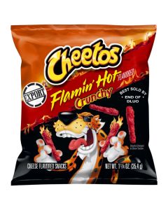 Cheetos Crunchy Flaming Hot Cheese Flavored Snack Made with Real Cheese 1.25 OZ