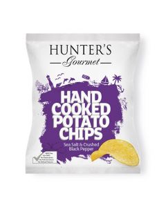 HUNTER'S HAND COOKED POTATO CHIPS SEA SALT & CRUSHED BLACK PEPPER 125GM