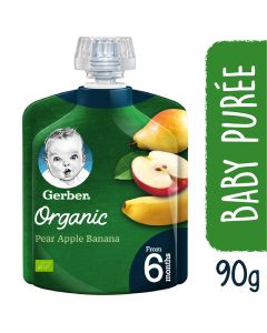 GERBER ORGANIC PEAR APPLE BANANA 90GM