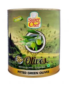 SUPER CHEF GREEN PITTED OLIVES 3KG