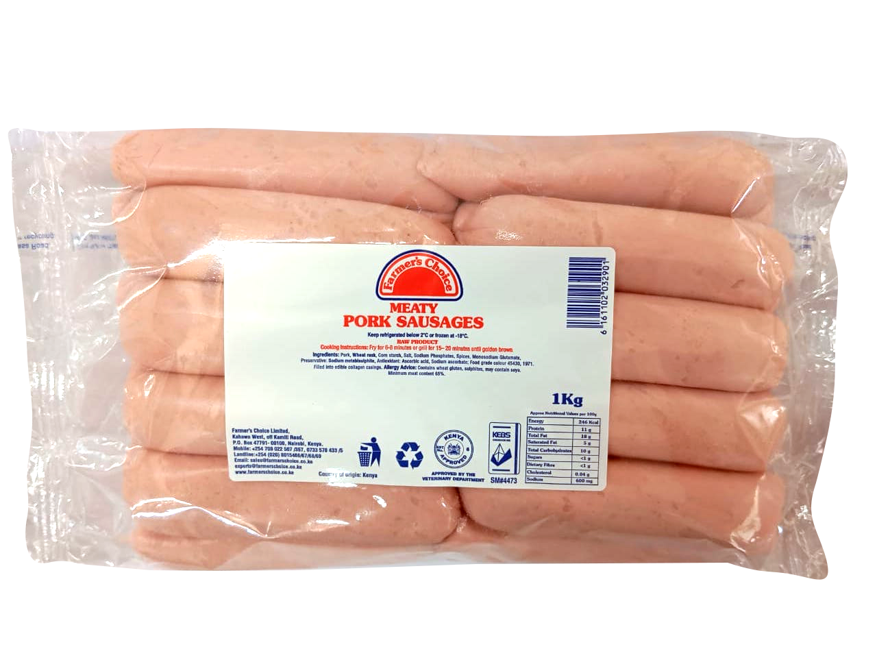 Pork Meaty Sausages Frozen 1kg