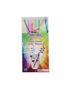 SUPER TOUCH CURLY PLASTIC STRAWS MIX COLOR 5X250MM 50PC