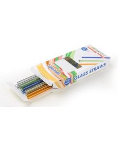 SUPER TOUCH STRAIGHT GLASS STRAWS MIX COLOR 8X200MM 48PC