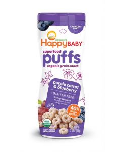 HAPPY BABY ORGANIC PURPLE CARROT & BLUEBERRY, FORTIFIED BABY SNACKS 60GM