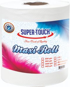 SUPER TOUCH maxi roll Auto Cut Roll 900Gm, 1Ply Embozed