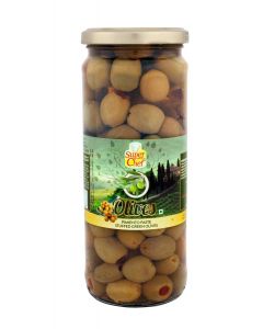 SUPER CHEF GREEN OLIVES STUFFED WITH PIMENTO 450 GM