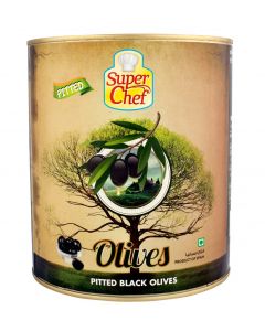 SUPER CHEF BLACK PITTED OLIVES 3KG