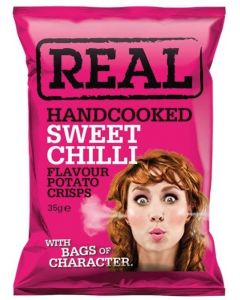 REAL CRISPS SWEET CHILLI FLAVOUR POTATO CRISPS 35GM