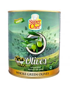 SUPER CHEF GREEN WHOLE OLIVES 3KG